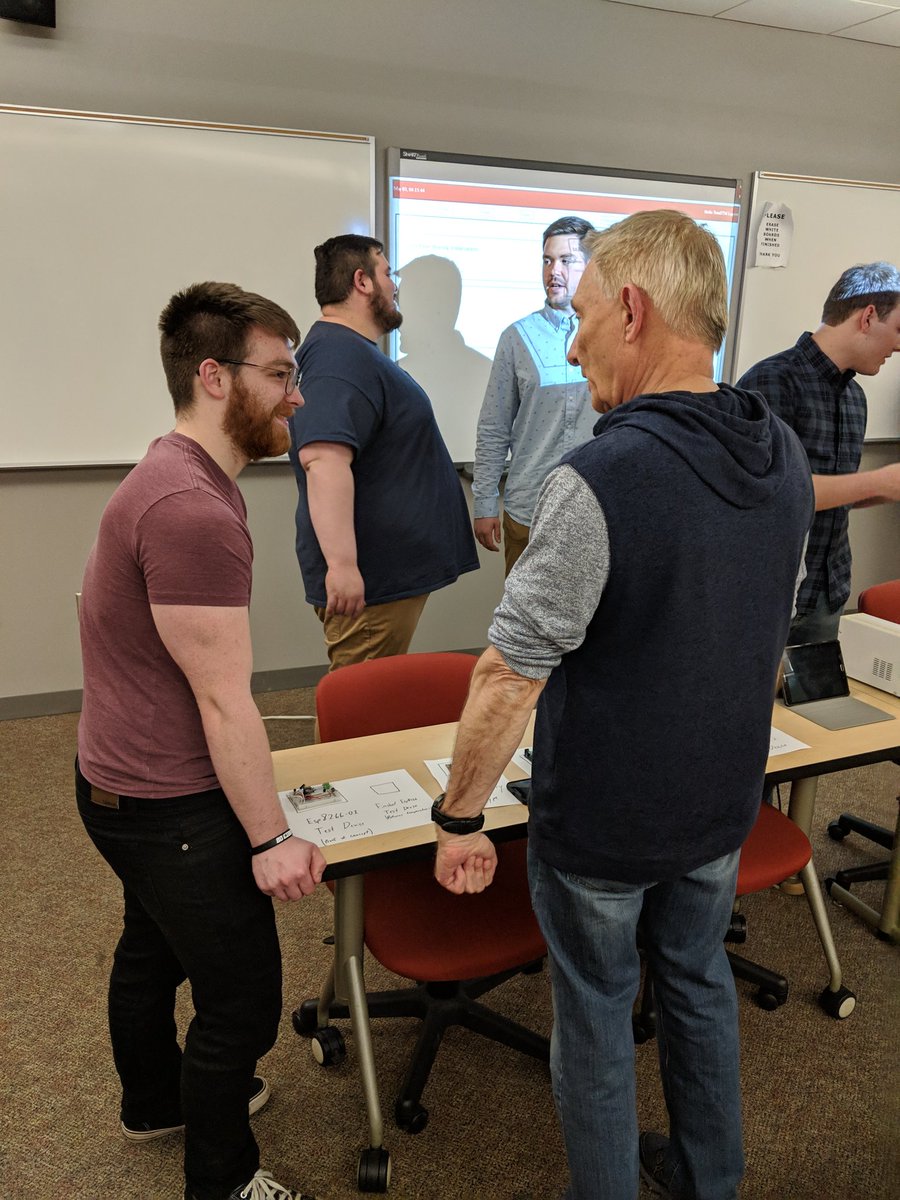 DrJBretz's tweet photo. Great final presentations from our #engineering research students! Developed wireless sensors to monitor 250 year old grist mill. #IoT #stem #futureengineers #mc3STEM @mccc @cvmllc https://t.co/fsuMr8Zpf8