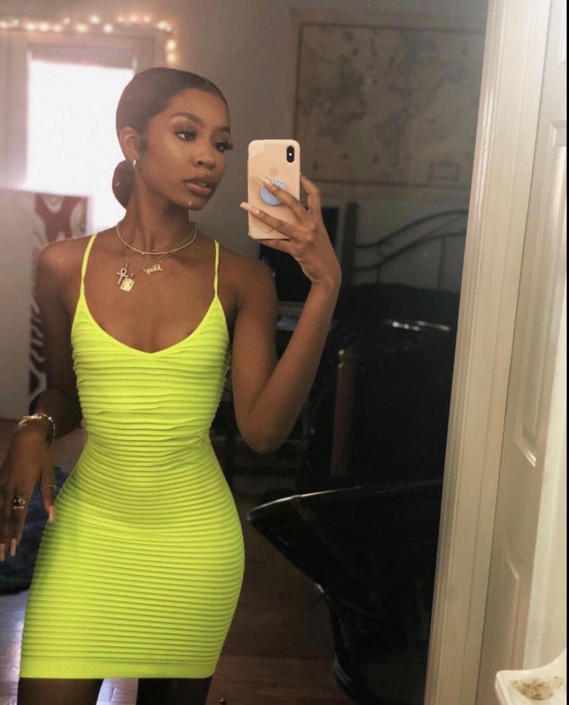 Nicki Minaj: Neon Green Bandage Dress