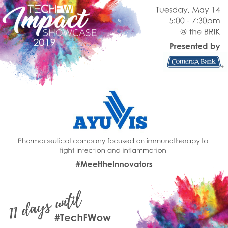TECHFortWorth's tweet photo. Come meet the Ayuvis team at our Impact Showcase presented by Comerica Bank and see how they are boosting the body’s natural ability to fight disorders. Check them out at https://t.co/0xwXbzGYyE &amp; RSVP at https://t.co/XMAodYb7El #11days #TechFWow https://t.co/yuqVLZZxbs