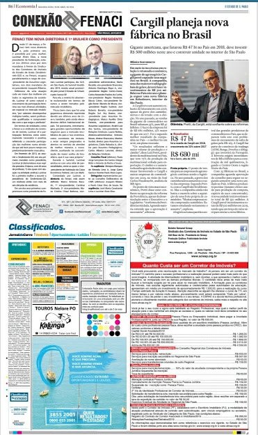 fenaci's tweet photo. A coluna Conexão Fenaci de abril, publicada dia 29/4 na página B6 do @Estadao , apresenta a goiana Lucimar Alves Elias, a primeira mulher a presidir a Federação Nacional dos Corretores de Imóveis. Traz ainda toda a composição da recém-empossada diretoria. Confira: https://t.co/W0fFROh8mE