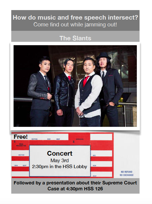 IUPWordsMatter's tweet photo. The slants are performing in 2 hours! Free entertainment followed by a presentation about their supreme court case (at which there will be FREE refreshments!) Make sure to stop on by! https://t.co/GqCZT3kklC