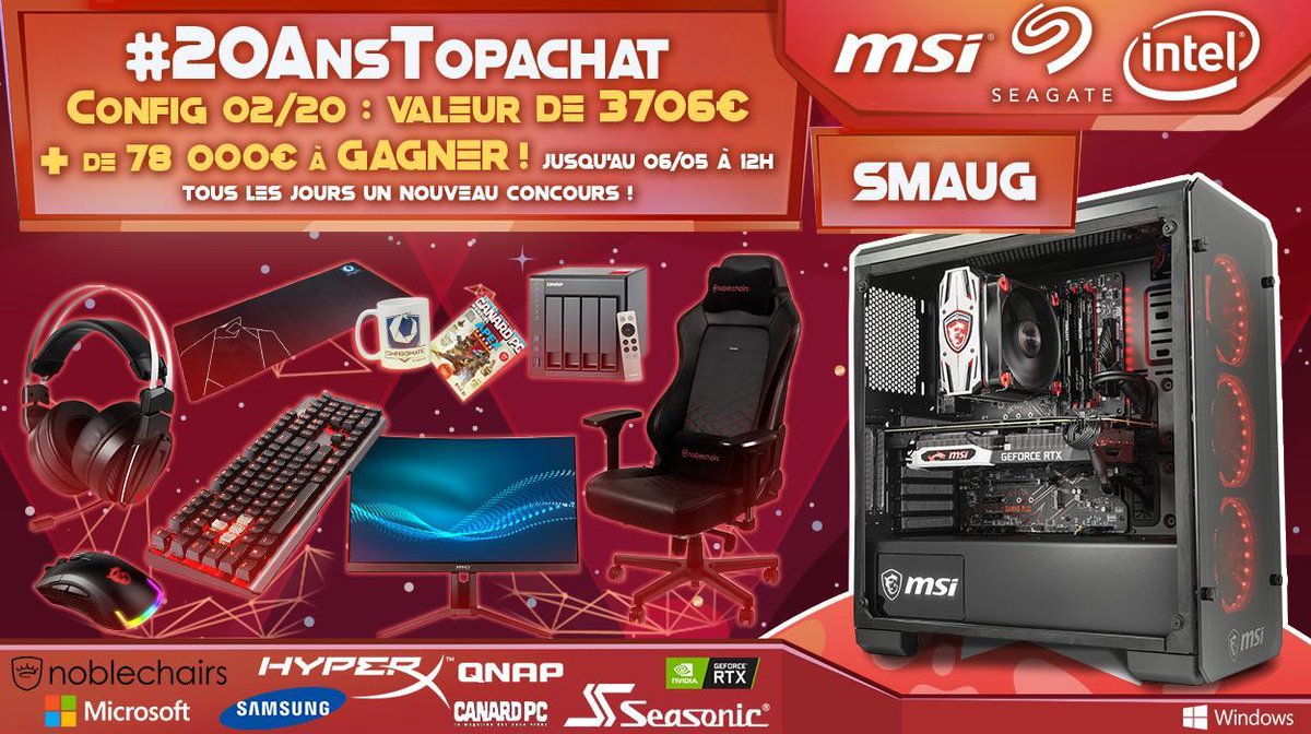 TopAchat's tweet photo. @msifrance @IntelFrance @Seagate @NVIDIAGeForceFR L’excellente #Config02 des #20AnsTopAchat est là ! 🔥🔥
3706€ de matos à gagner !

Goooo #RT ! 🔥🔥

https://t.co/EId9HGn81U https://t.co/pfJV1egUVQ