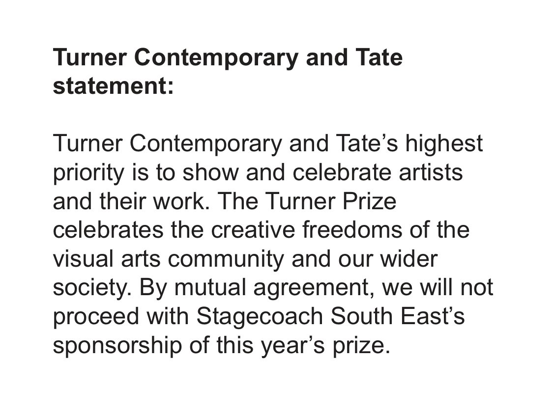 TCMargate's tweet image. Thank you for your comments. The following statement has been made by Turner Contemporary and Tate: