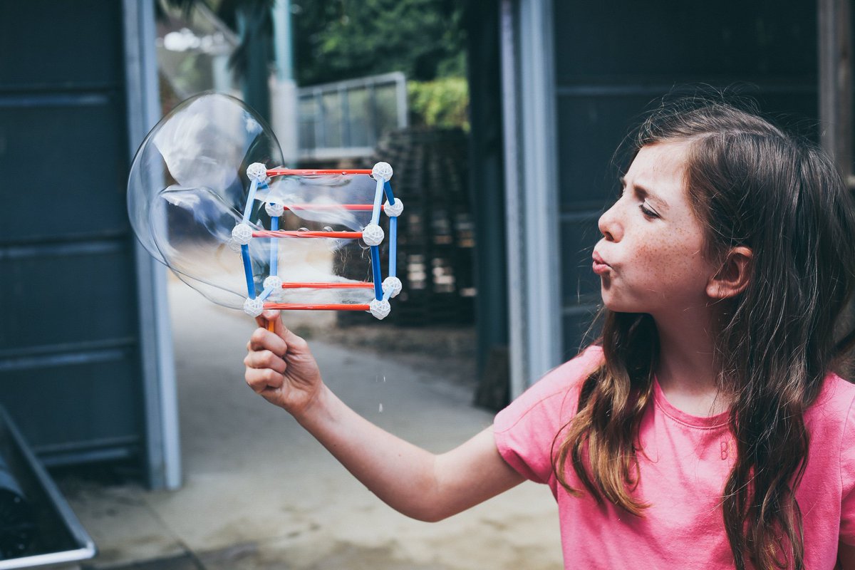 Celebrate National Math Festival tomorrow during Thinkery’s Geometric Bubble Event! Pop on by for some fun geometric bubble making with a Zometool!