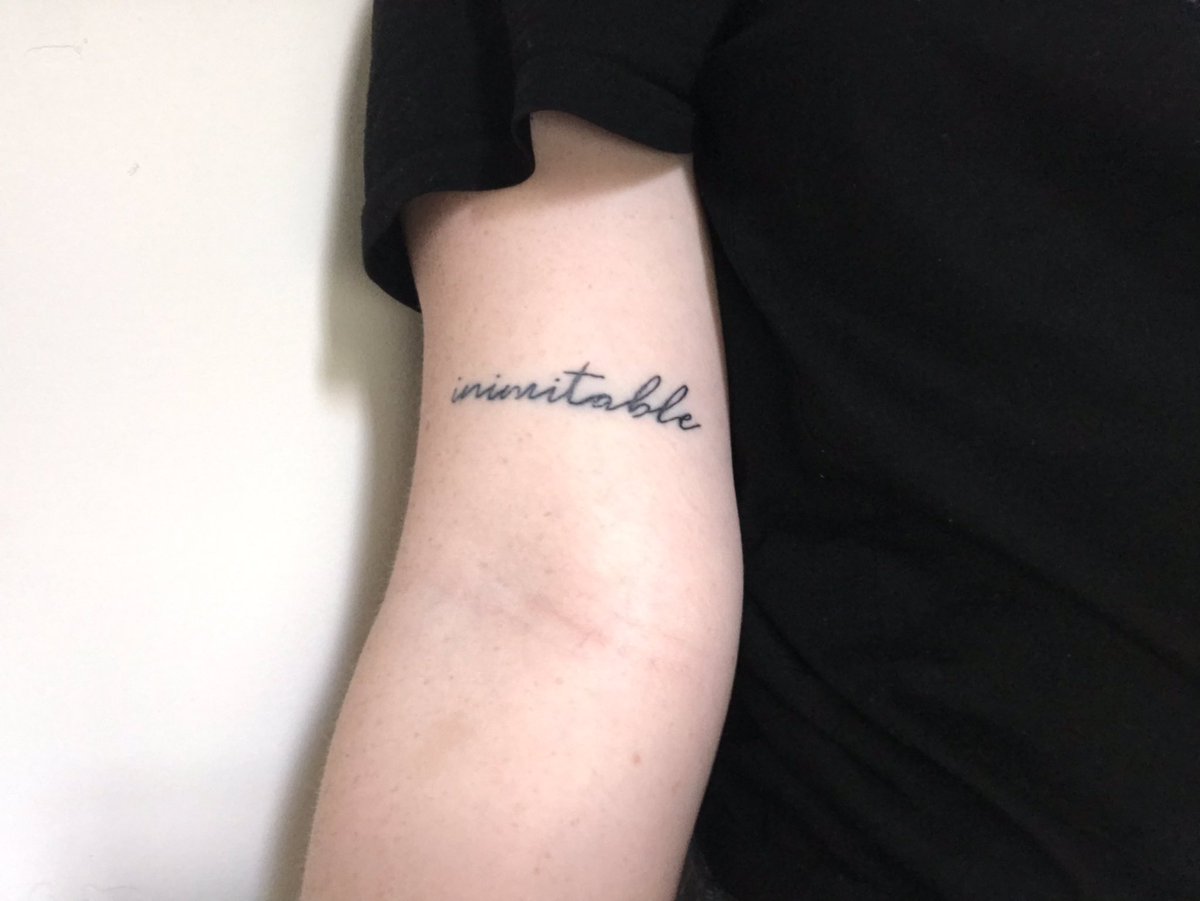my mom knows so I can talk about it now! got this bad boy in March to remind myself that no matter where i am, “I am inimitable / I am an original.” thank you @Lin_Manuel ❤️ #hamiltats? is that a thing? I’m making it a thing