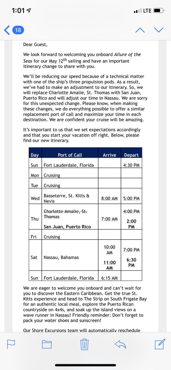 Mwright2422's tweet photo. @RoyalCaribbean can’t believe you’re downplaying this SAFETY issue, plus doing NOTHING for your Loyal Customers in return. You would think docking the ship to fix it would be wise, but no, send it on 24+ more trips 🙄#disappointed #technicalmatter 🤔 https://t.co/LDKRFOfEAw