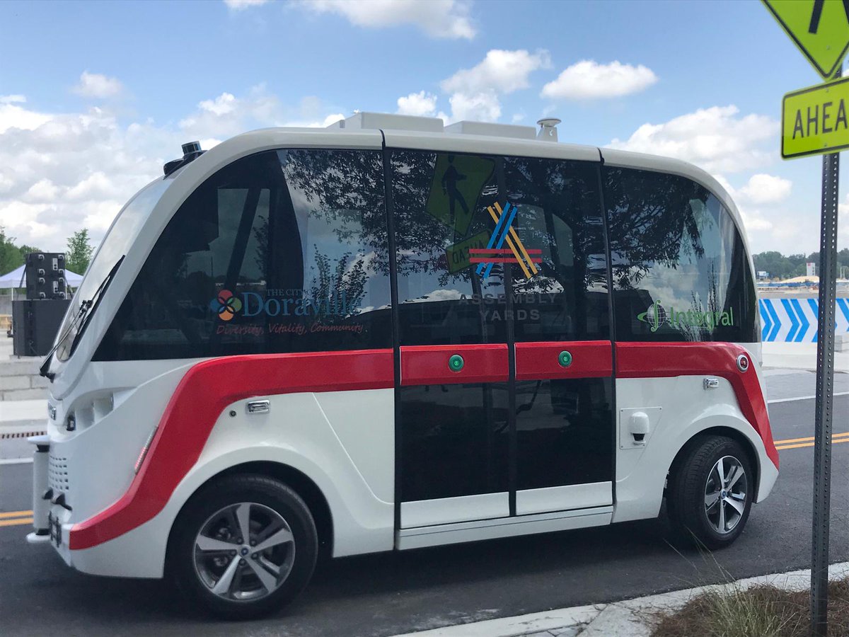 Navya_Group's tweet photo. #SOTC2019 #AssemblyYards Today is the day: first autonomous shuttle in Atlanta region is coming to @CityofDoraville 🚐@AssemblyYards #SmartCity #AutonomousVehicles https://t.co/lptvf4PQte