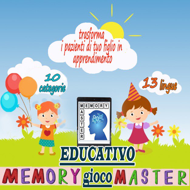 MemorymasterB's tweet image. Insegna ai tuoi figli a essere smater
Memory Master 
#ragazzo #bambini #asilo #nuovemamme #genitori #nuovigenitori #amore #Giochi #Telefono #Chiacchierare  #giochiperbambini #Italia #impara #padre #inteligente #neonato #scuolamaterna #ragazza
Play store :play.google.com/store/apps/det…