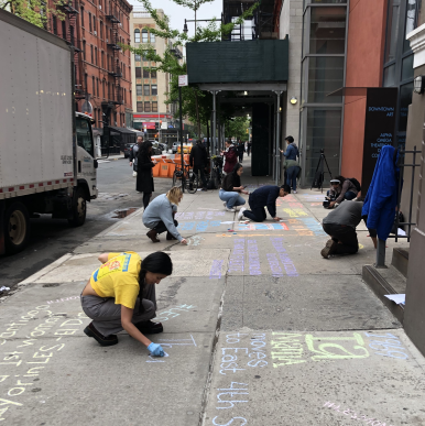 GVSHP's tweet image. We’re kicking off #LEShistorymonth chalking with our community of artists, our organizers, friends &amp;amp; colleagues! And we will be at @loisaidafest  celebrating #rootsandbranches May 26th on Avenue C.