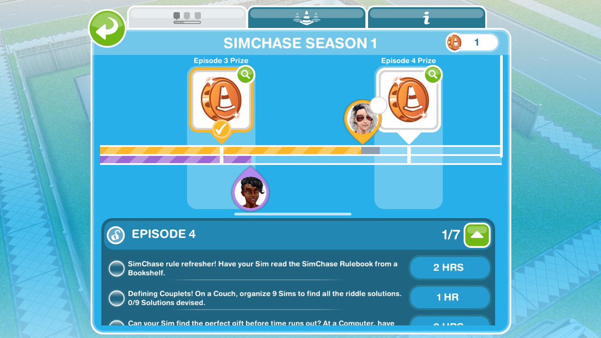 make2tv's tweet image. We’ve been carefully playing the #SimsFreePlay SimChase Event on 2 different games, but have already lost 2 prizes. Today after the first task (3 hours) the rival sim has already nearly finished! Don’t know if this is a glitch, but with expensive prices + difficult tasks? 😒😒😒