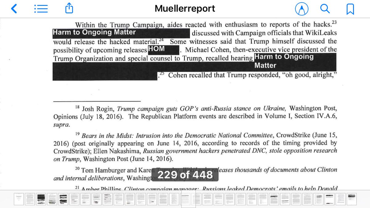 58. 4 damning pages:Trump campaign reacts enthusiastically to a foreign adversary hacking Democrats and plots a strategy around using stolen information; denies having any business dealings with this adversary and then denies Russia hack, while soliciting Russia to hack HRC. Oi