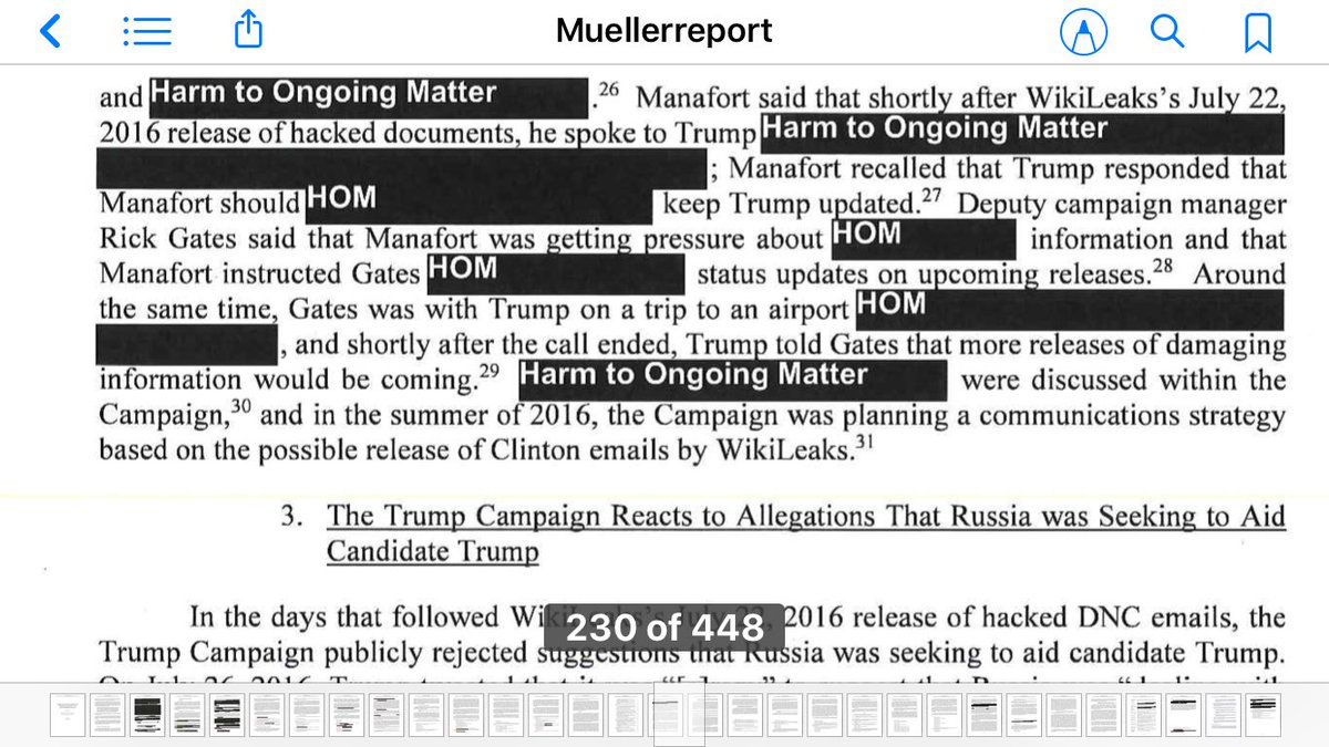 58. 4 damning pages:Trump campaign reacts enthusiastically to a foreign adversary hacking Democrats and plots a strategy around using stolen information; denies having any business dealings with this adversary and then denies Russia hack, while soliciting Russia to hack HRC. Oi