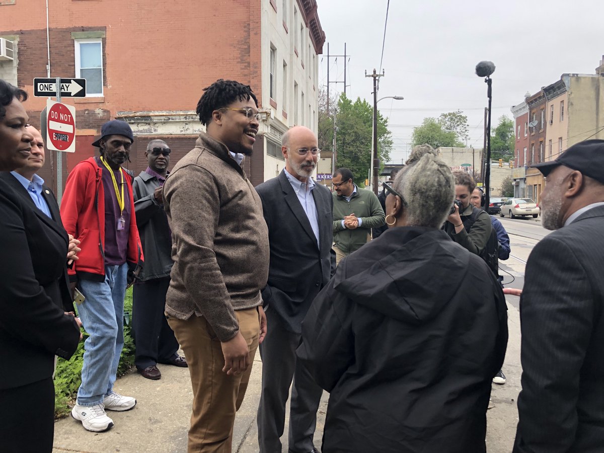 Governor Tom Wolf and Rep. Kenyatta outside in Philadelphia.