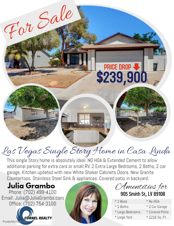 PRICE REDUCED $5,000! If interested...Call Julia Grambo (702) 499-4100 today!

facebook.com/cornelrealty/p…

#singlestoryhome #nohoa #hugeyard #hugetrees #sideparking #smallrvparking #coveredpatio #largebedrooms #lasvegasrealestate #cornelrealty