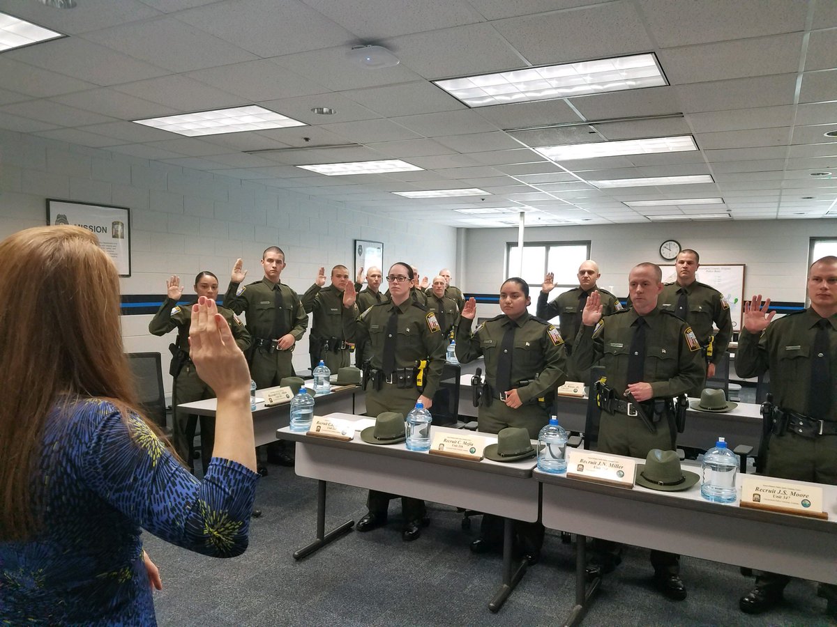 CCPDVa's tweet photo. One of the most important moments in the career of a #policeofficer is being #swornin. Circuit Court Clerk Wendy Hughes swore in our 74th Basic class in preparation of their field experience training section this coming week. #rubbermeetsroad #HereWeGo #onestepcloser https://t.co/89dZyDQf6o