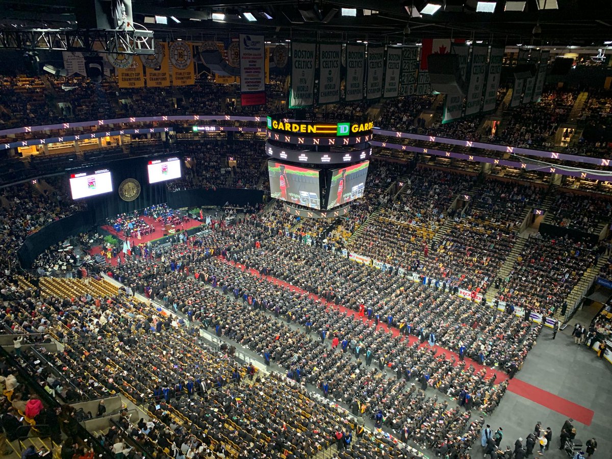 tdgarden's tweet photo. We're proud to have hosted @Northeastern's 117th Commencement exercises today at TD Garden. Congratulations to the Class of 2019! 

Time to put out the parquet: @celtics are up next at 8PM! 

🎓➡️🏀 https://t.co/Qzd5vboyJz