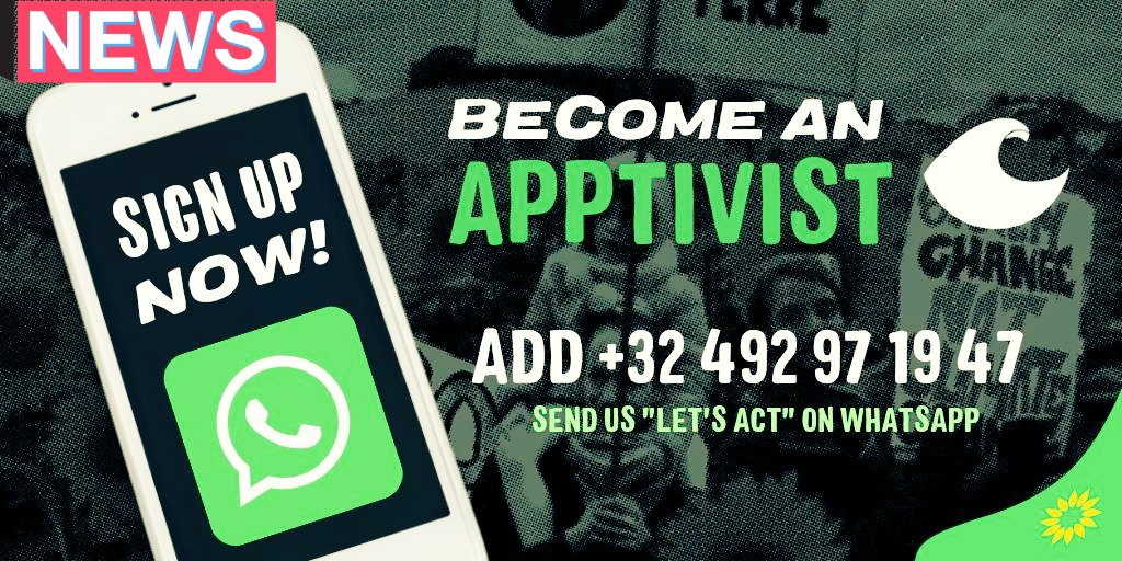 demasterlikas's tweet photo. Watching the news and wondering how you can be part of the #GreenWave 🌊?
Next up is the @europeangreens campaign for #EP2019, become an #apptivist now!
1⃣ Add +32 492 97 19 47 to your contacts
2⃣ Send "Let's Act" on WhatsApp
3⃣ ✊
#LetsActTogether💚 https://t.co/zZiz95LAmE