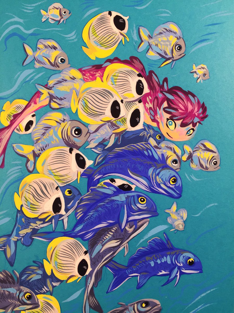 Ralukko's tweet photo. #mermay page two ^_^ lots of fishies β€οΈ
#gouache #gouachepainting #artezagouache #mermay2019 #sea #stories #mercreature #ocean #saltlife #mermayday2 #ralukko #fish #underwater https://t.co/Jo6PttZX5r