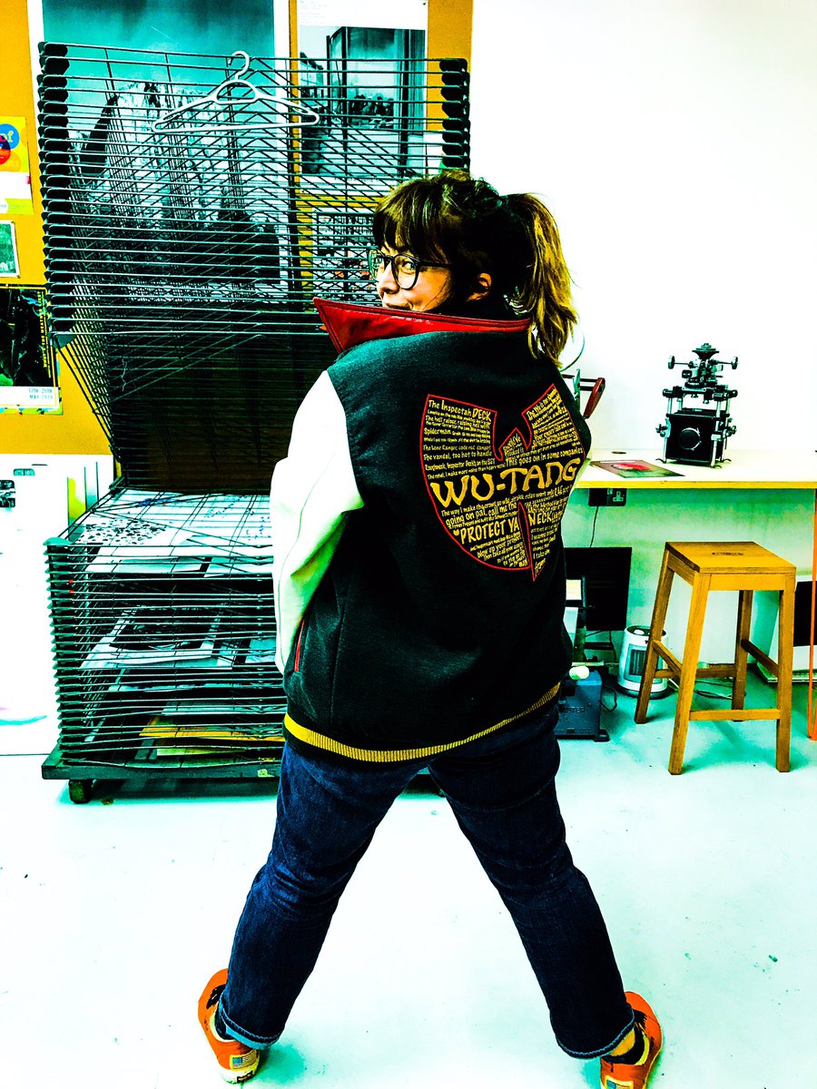 BeckStewart_'s tweet image. Wonderful to see the work &amp;amp; photobook launch of @SimonPeterGreen reflecting on his time working with @WuTangClan as a tour manager in his other life! We even got the chance to rock the jackets &amp;amp; I brought these wonderful women! @PrintMF hosting the exhibition #thisiscoventry