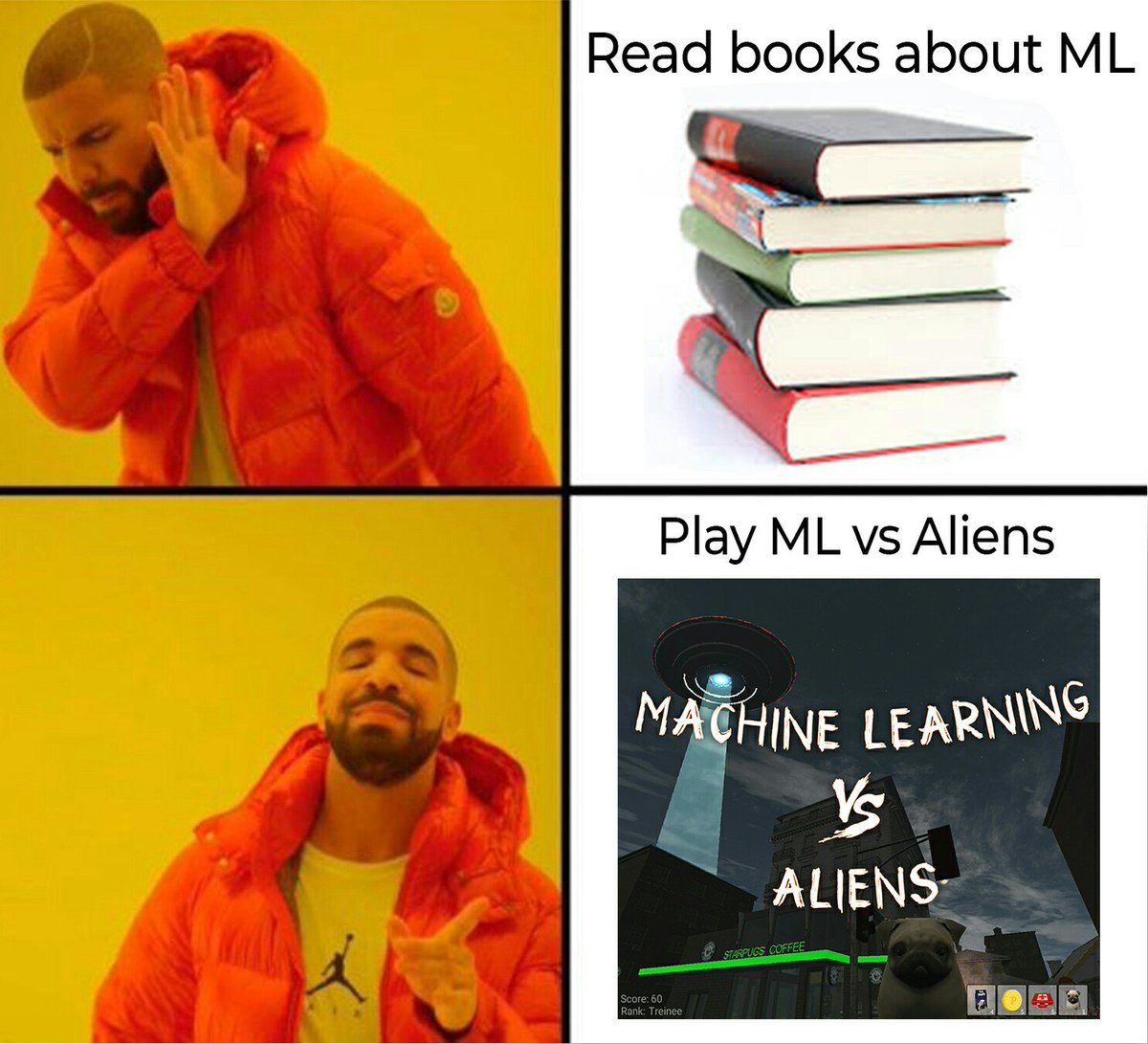 MLvsAliens's tweet photo. What are you waiting for?  #Explore #MachineLearning with ML vs Aliens #Game! 💥
#Play &amp; #Learn at https://t.co/0ukelUXjSJ
#MLvsAliens #DataScience #Indiegogo #Code #RPG #GameDev #Programming #Python https://t.co/06RyIVyJF8