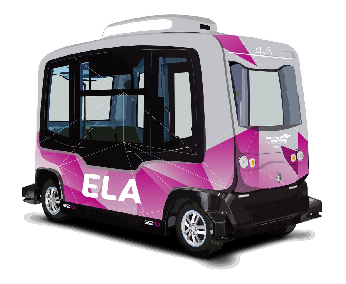T4XBeaumont's tweet photo. Did you know? @RideWithEla is 100% #driverless and powered by #electricity. We're the first City in Canada to experience this exciting #autonomousvehicle technology in mixed traffic use! Read more www. https://t.co/uqKikSGPE7 #BeaumontAB #ridewithela #EVShuttle #abmuni #YEGmetro https://t.co/411vuo3dZM