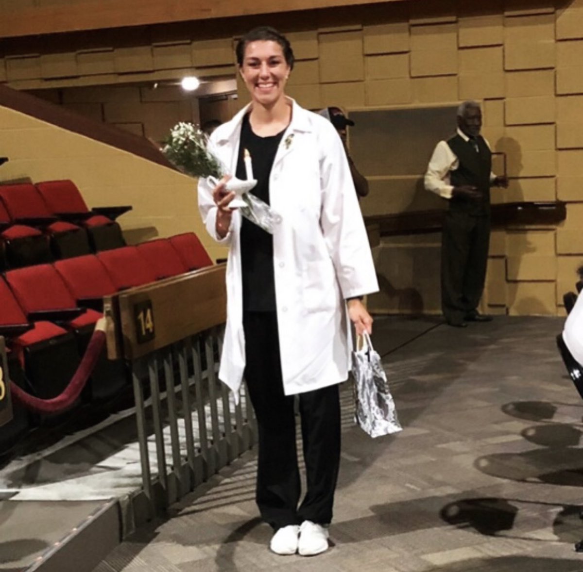 UNCP_Soccer's tweet photo. Congratulations to senior Haley Stewart for graduating from the Nursing Program. She is the first women’s soccer player to compete and complete a nursing degree in 4 years. Go Haley! ⚽️💛  #CleatsToCaps https://t.co/BFBHbBMdKA