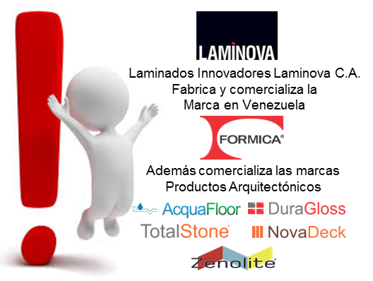 formica_vzla's tweet photo. Laminados Innovadores Laminova C.A. Fabrica y comercializa la marca #formica en Venezuela. Además comercializa las marcas: Productos Arquitectónicos #acquafloor #duragloos #totalstone #novadeck #zenolite #laminova #laminadosdealtapresion #productosarquitectonicos https://t.co/CulDGa5wae