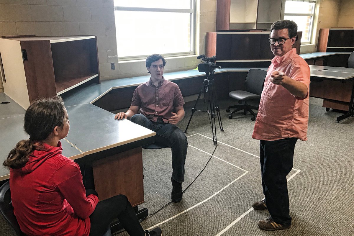 ACSD_News's tweet photo. Tom Haggas of Cheshire Moon Films spent two full days this week working with @AmesMiddle students on film production. Rule of thirds, shooting interviews, and editing on action was all part of the crash course. #AmesCSD https://t.co/qtdlWpj07w