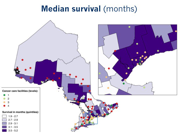 HalletJulie's tweet image. All are not equal in provision of cancer care. Geographic disparities influencing outcomes presented by Elliott Yee from @uoftmedicine at #CSSO 🇨🇦 and @UofTSurgery #GallieDay today. Need to investigate &amp;amp; address at system level to ⬆️ outcomes for all.