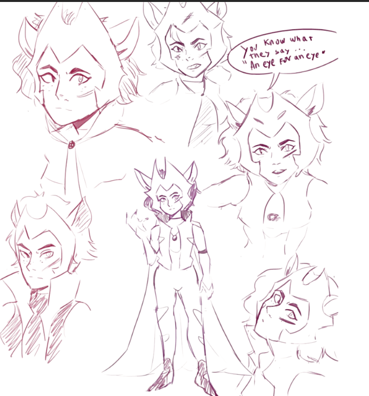 some post apocalyptic adult AU catra and adora doodles 