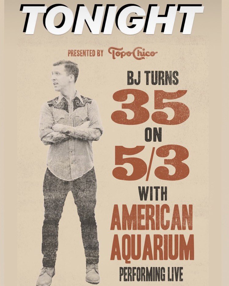 Join us tonight in Gruene, TX as we celebrate BJ’s birthday and enjoy amazing music from @americanaquarium at @gruenehall!