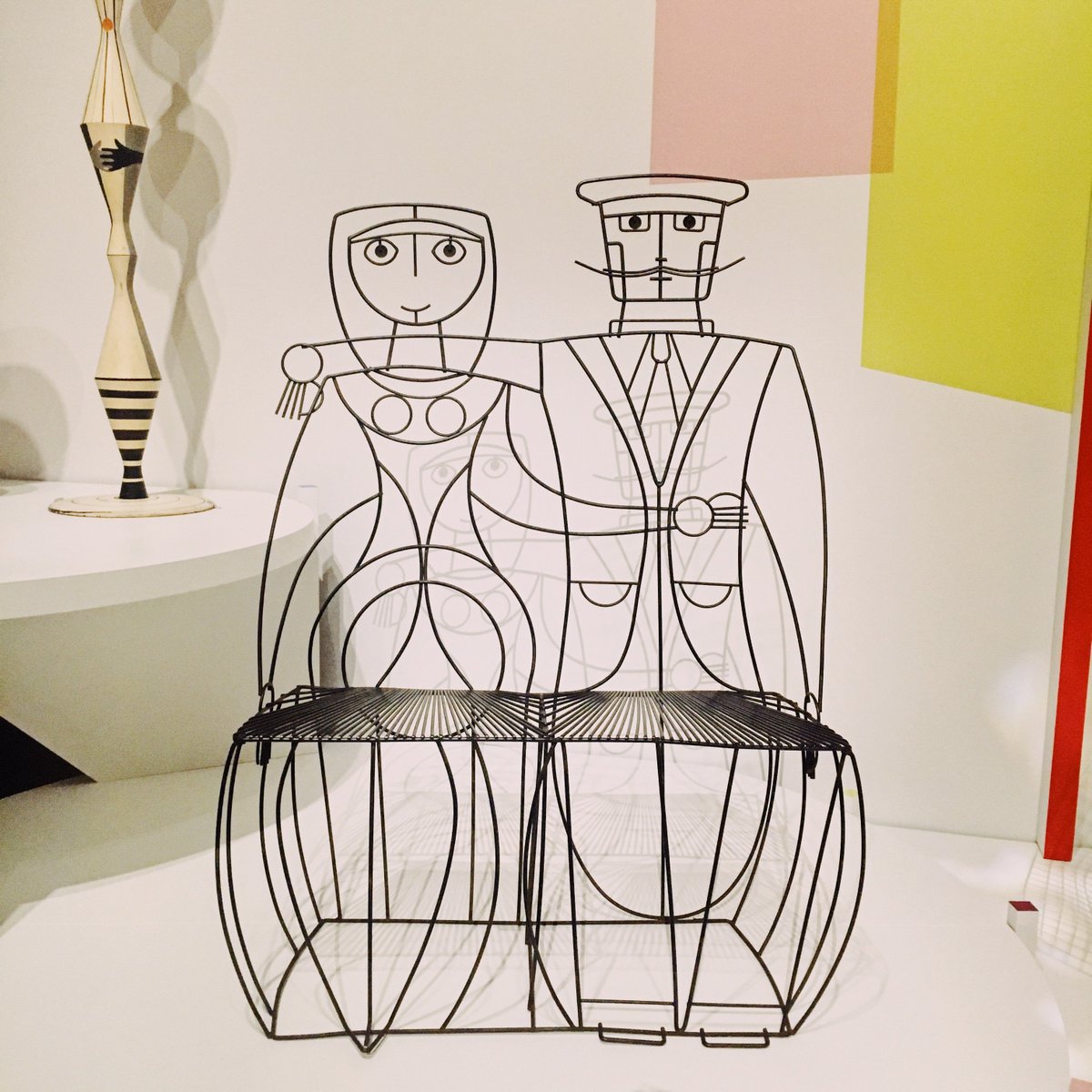 We are loaning 3 works to the <a href="/DenverArtMuseum/">Denver Art Museum</a> exhibition “Serious Play” which explores  the concept of playfulness in postwar American design! Check out “Woman and Man Bench,” by John Risley (1919–2001, American), 1960s, painted steel, 50 ½ x 36 ¼ x 23 1/4 inches.