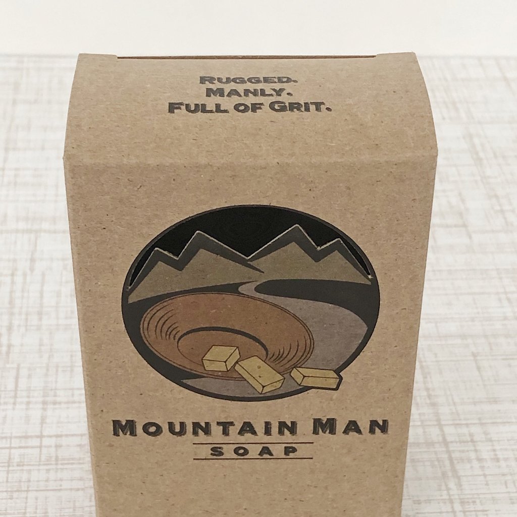 Colored printing on #naturalkraft paperboard with a custom cutout for Moutain Man Soap.
.
.
.

#soap #soappackaging #customsoappackaging #soapwrap  #soapwrapping #handmadesoap #soapmaking #soapmaker