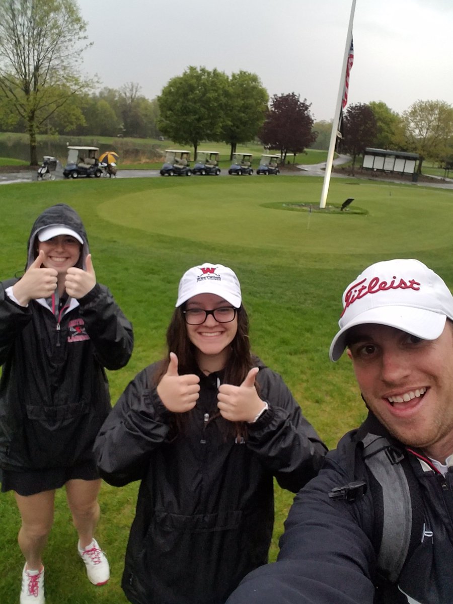 WWGirlsGolf's tweet photo. Cardinals tough it out in the pouring rain for the 2019 Big North Tournament. Lauren Rigg finished strong with a 51 and Adriana Fulco not far behind with a score of 54. https://t.co/d9aoiXHvlj