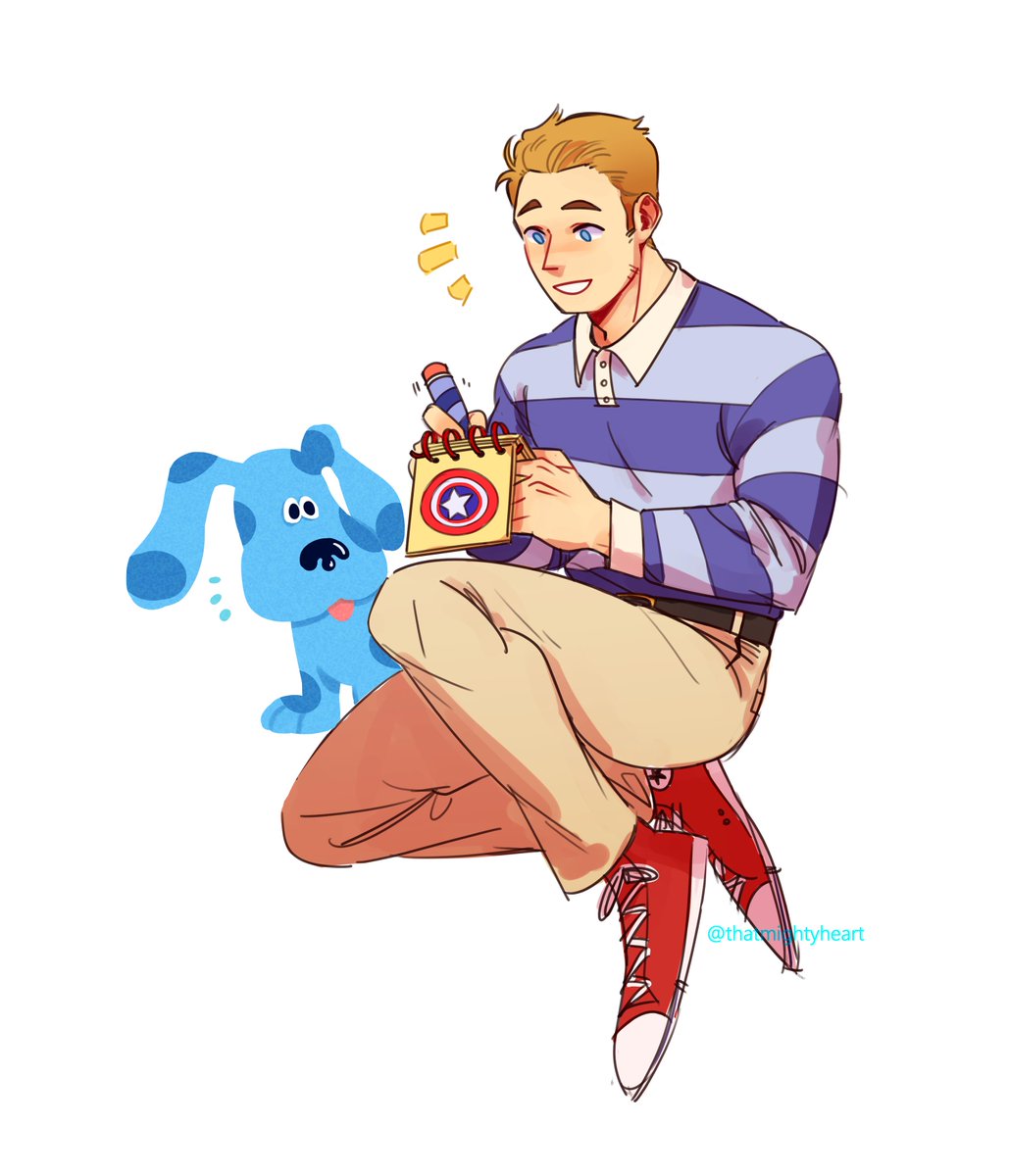 thatmightyheart's tweet photo. [mcu] au where steve rogers hosts blue's clues https://t.co/Mq2U0awpEM