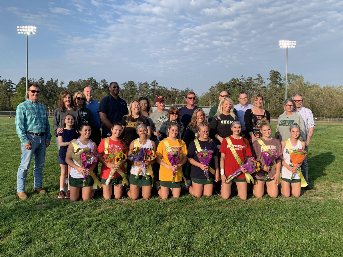 Senior <a href="/Sengirlslax/">Seneca Girls Lax</a> players honored before tonight’s game against Paul VI.  Thank you seniors for 4 amazing years.  You will be missed!  💚💛🥍