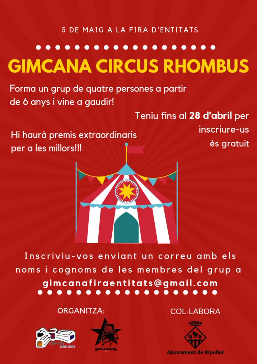 inscanmas's tweet photo. Gaudeix de la Gimcana aquest diumenge dia 5 de maig a la fira d'entitats. https://t.co/xT6o4nEUtk