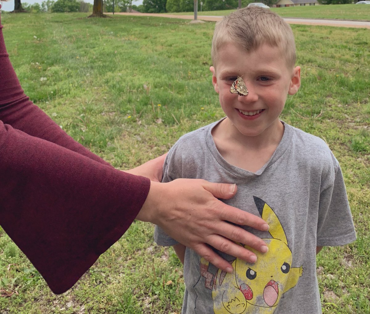 MrsBurlisonCRE's tweet photo. We let our 6 butterflies go today 🦋🦋 Thanks @MrsSullivanDRE for the idea of putting them on students noses and letting them fly away! Most of them flew away too fast, but it was so amazing to watch! #lotsofscreaming #byebyebutterflies https://t.co/luwVzDPAS0