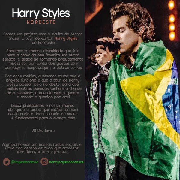 hsnordestebr's tweet image. Oioiii

Somos um projeto com o intuito de tentar trazer o cantor Harry Styles para o nordeste brasileiro. Então quem puder nos ajudar a divulgar essa ideia, dando rt, marcando um amigx, toda ajuda é super bem vinda. A gente quer muito que esse projeto dê certo.

All The Love ❤️