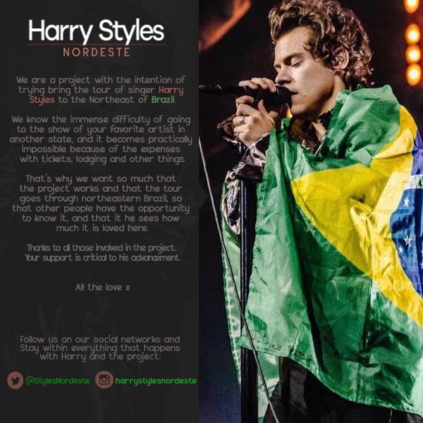 hsnordestebr's tweet image. Oioiii

Somos um projeto com o intuito de tentar trazer o cantor Harry Styles para o nordeste brasileiro. Então quem puder nos ajudar a divulgar essa ideia, dando rt, marcando um amigx, toda ajuda é super bem vinda. A gente quer muito que esse projeto dê certo.

All The Love ❤️