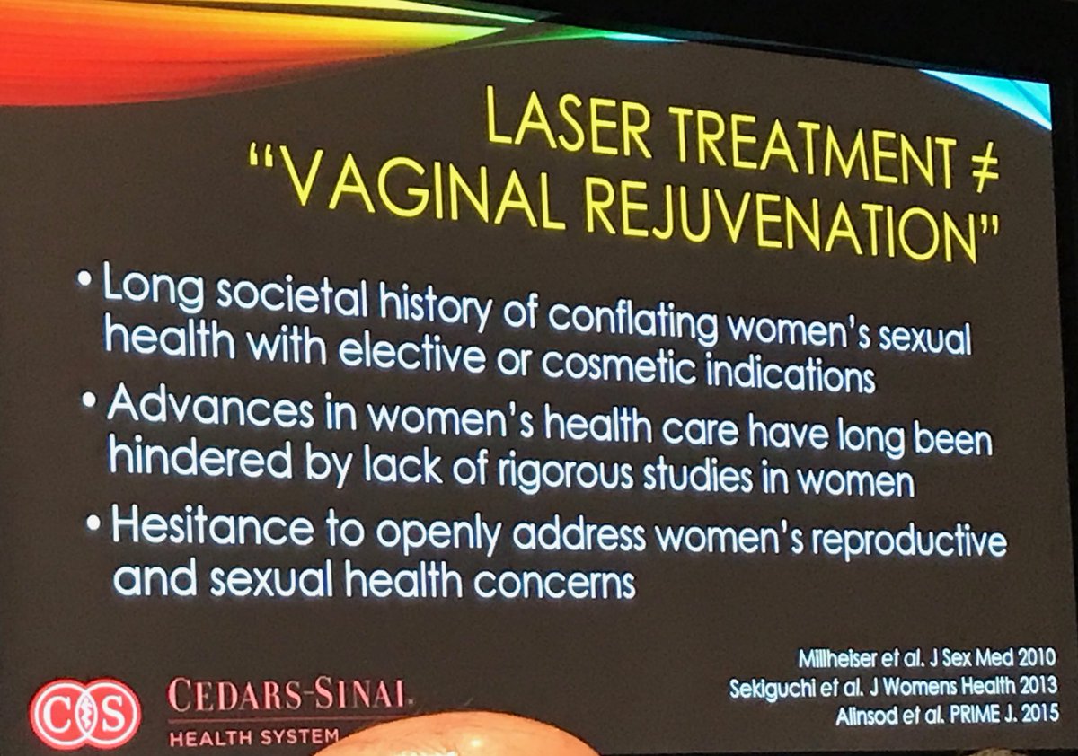 demoskowitz's tweet image. Very thought provoking talk by Dr Ackerman on what may have contributed to the FDA warning on the use of lasers for genitourinary symptoms of menopause #AUA19