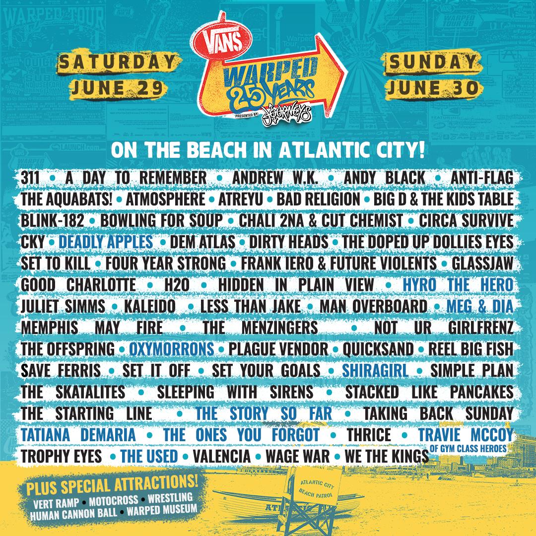 censura en caso Compadecerse Vans Warped Tour on Twitter: "🚨 ATLANTIC CITY TIX 🚨 The Warped team  headed down to Atlantic City this week to walk through the event site!  After spending time on the beach