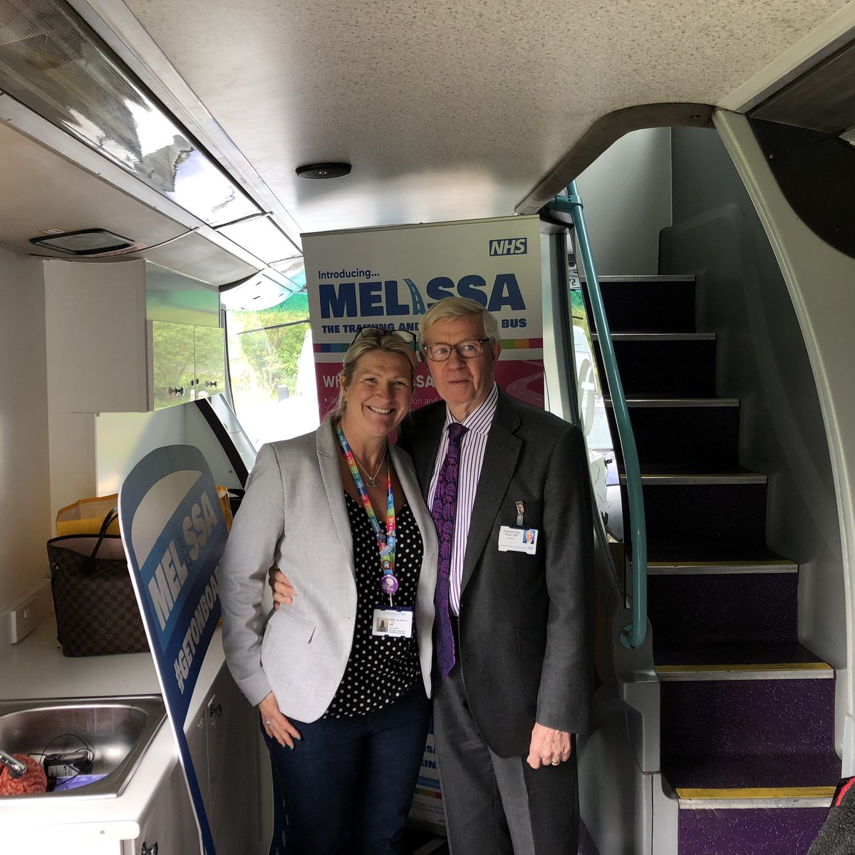 BeachamSimon's tweet photo. @MADEinMelissa at the Xcel Centre in Darlington at the conference for the International Day of the Midwife, Professor Paul Keane OBE Chairman of the County Durham and Darlington NHS Foundation Trust hopped on board to see MELISSA and greet the Programme Director Jill Cassells. https://t.co/DxigQxx4lL