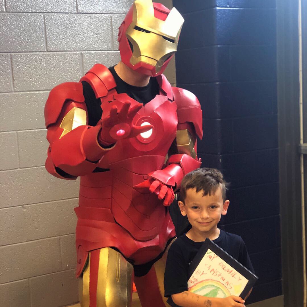 You know you have the best librarian when she secures Iron Man to celebrate our published authors!  #weloveOSE <a href="/LibraryJourney/">Whitney Jones, MLS</a>