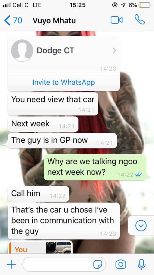 He bluntly tells me he will not pay me but I must got view a car and he’ll pay the money into whoever I buy the car from and asks why am I desperate for cash