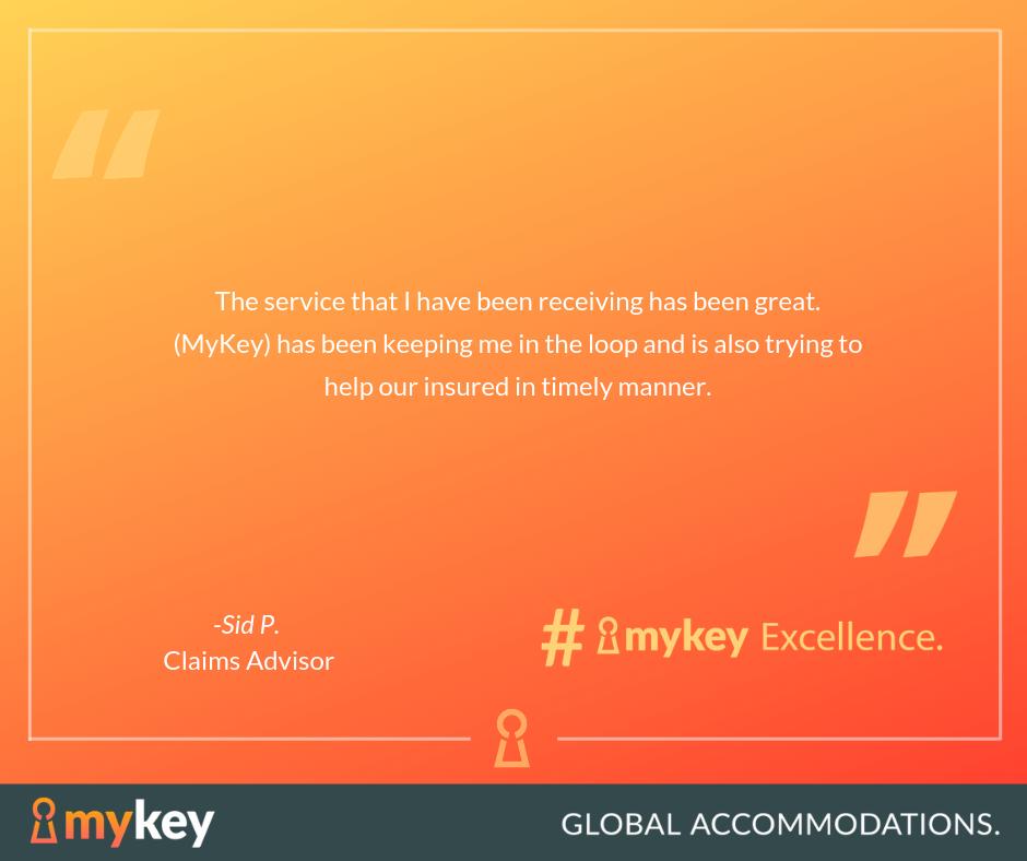 MyKeyGlobal's tweet image. Happy Friday! We hope you have a great weekend. 
And a big thank you to Sid - we appreciate you! 

Visit MyKey.com today for help with your furnished housing needs. #MyKeyExcellence #Testimonials #CorporateHousing #InsuranceHousing #CustomerSatisfaction