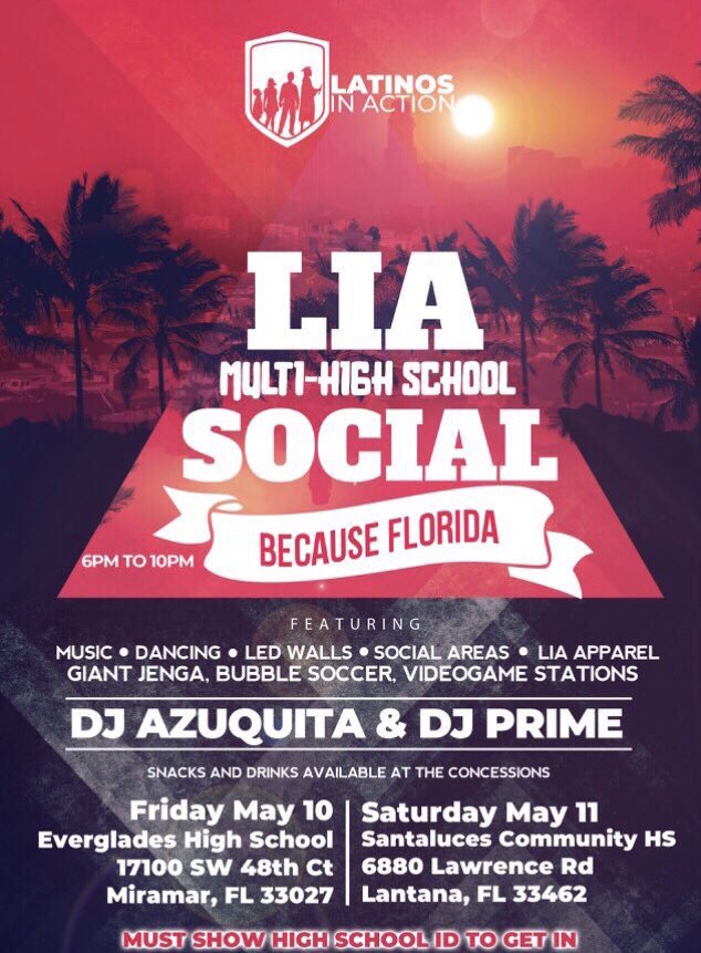 latinosinacti0n's tweet photo. ONE WEEK! 💃🕺

@latinosbehs 
@LIAcchs 
@MonarchLIA 
@UniversityLIA 
@cshs_lia 
@Stranahan_LIA 
@LIAPlantationHS 
@southplantlia 
@ForestHill_LIA 
@Santaluces_LIA 
@fhslia 
@WesternLIA 
@Liapiperhigh 
@LIAeverglades 
@Ramirez0505
@MistaMachado 
@rebeccah_7123 
@LatinoAfrican https://t.co/52rzULwhZk