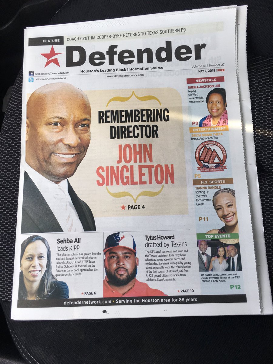 JoeLeydon's tweet photo. Nice tribute to #JohnSingleton from #HoustonDefender. https://t.co/3ht1S7MJpe