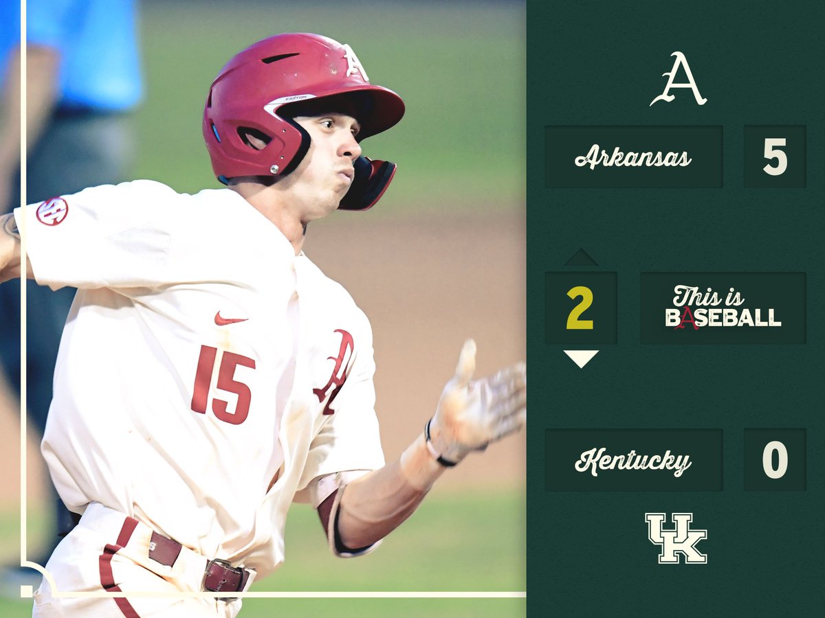 RazorbackBSB's tweet photo. Hogs rollin' into the bottom of the 2nd.

@cmartin15_ has three inside-the-park home runs this year, two this week! https://t.co/AzOWFaVr1e