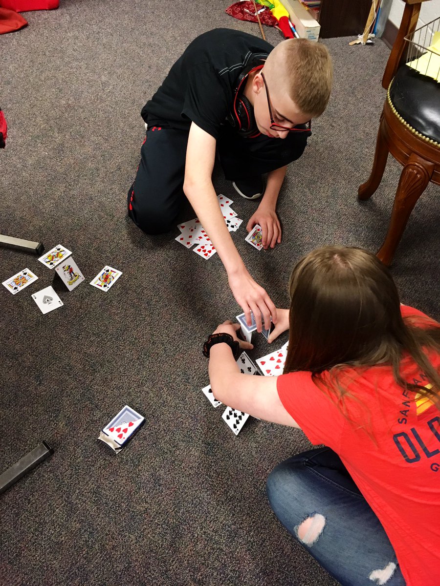 KnightsCCMS's tweet photo. Today our houses of cards fell  just like the Western Roman Empire.  Great job comparing the two and demonstrating the weaknesses of the empire, Knights! #ccmsKnightLife #FalconPride https://t.co/eYfNh2FyAd